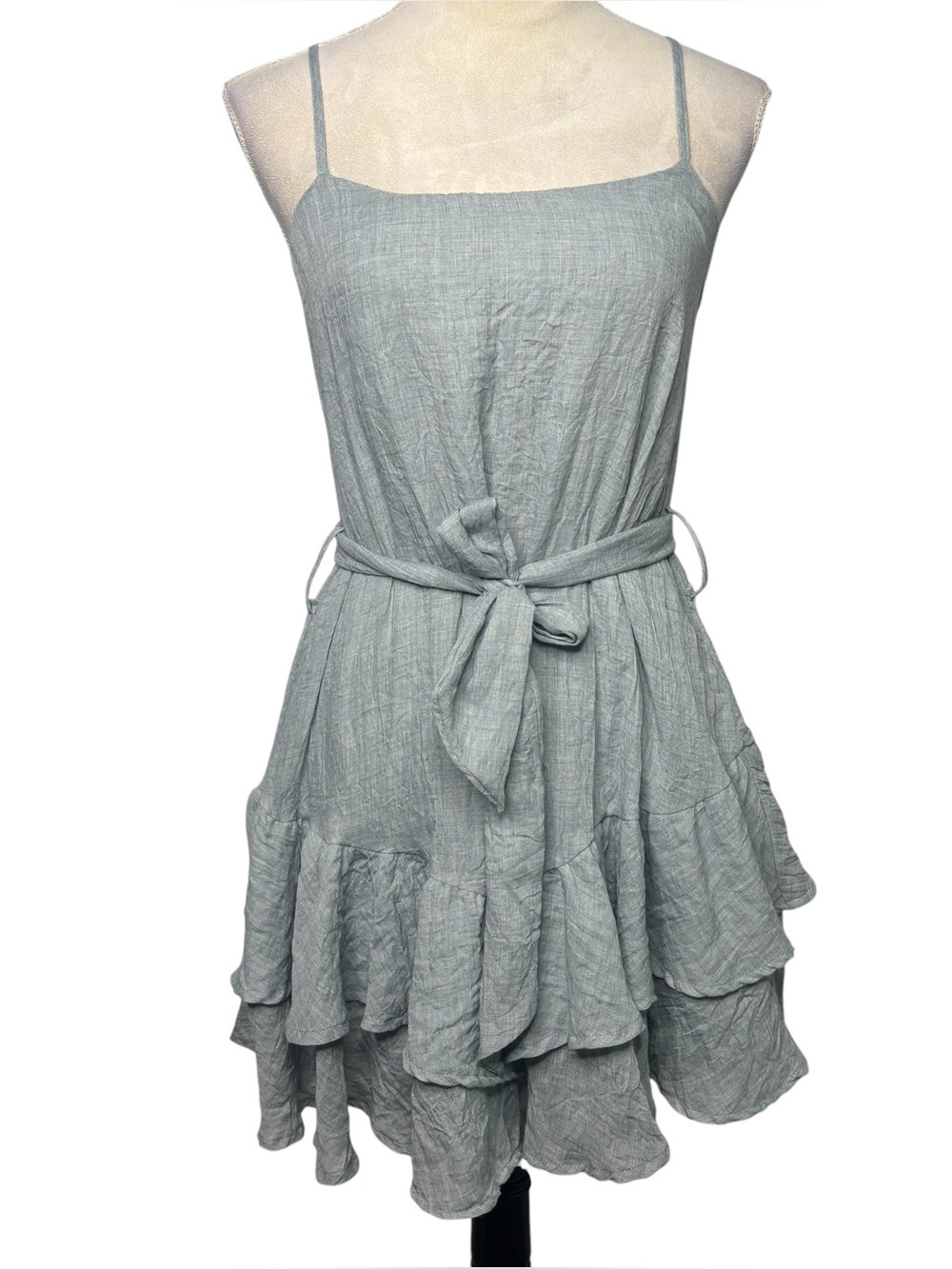 Polly NWT Gray Twisted Sister Mini Dress Size 4 Ruffle Wedding Guest Party